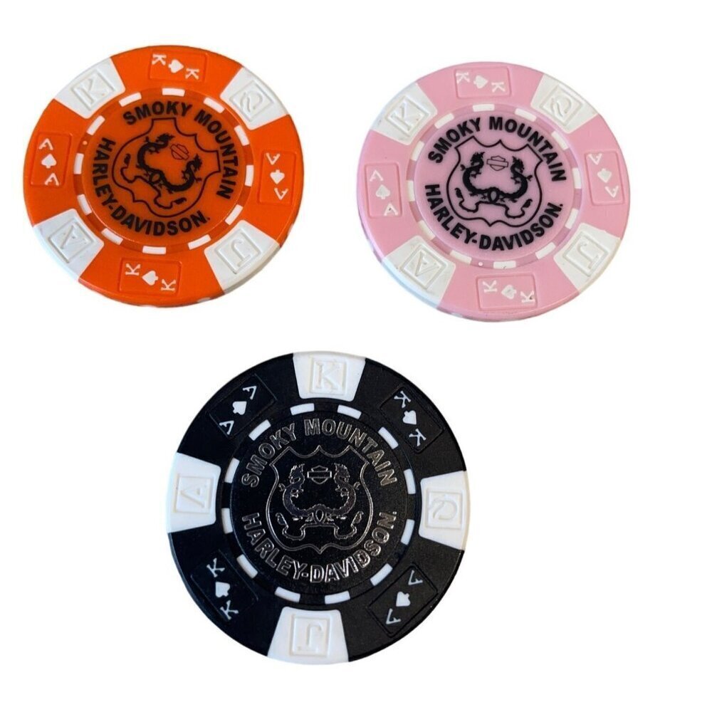Harley Davidson Poker Chips Dealer Lot of 3 Maryville Tennessee